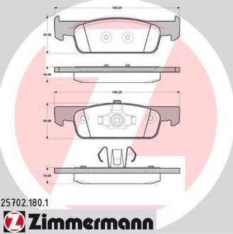 Гальмiвнi колодки дисковi переднi ZIMMERMANN 25702.180.1