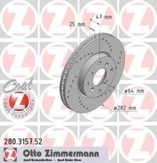 Диск гальмівний ZIMMERMANN 280.3157.52