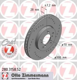 Диск гальмівний ZIMMERMANN 280.3158.52