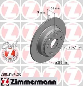 Диск гальмівний ZIMMERMANN 280.3174.20