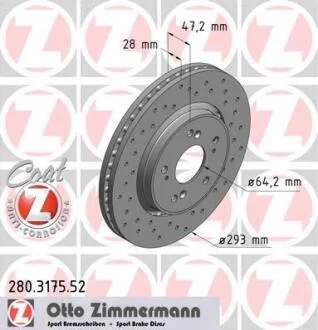 Диск гальмівний ZIMMERMANN 280.3175.52
