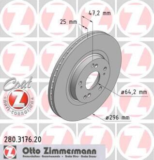 Гальмiвнi диски переднi ZIMMERMANN 280.3176.20