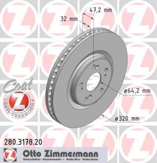 Гальмiвнi диски переднi ZIMMERMANN 280.3178.20