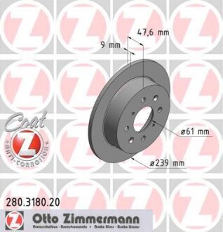 Диск гальмівний ZIMMERMANN 280.3180.20