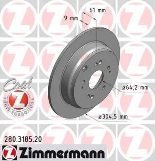 Гальмівний диск ZIMMERMANN 280.3185.20