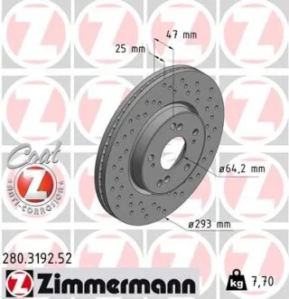 Гальмівний диск ZIMMERMANN 280.3192.52