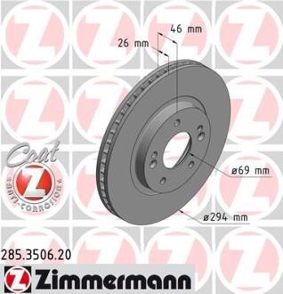 Гальмiвнi диски переднi ZIMMERMANN 285.3506.20