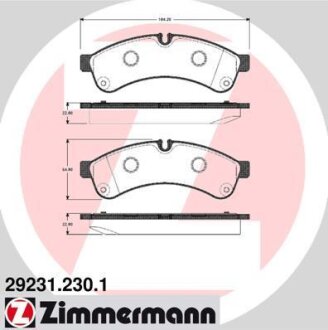 Комплект гальмівних накладок, дискове гальмо ZIMMERMANN 29231.230.1