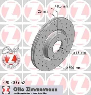 Диск тормозной MAZDA 3/5 03- передн.вент.SPORT Coat Z ZIMMERMANN 370.3077.52