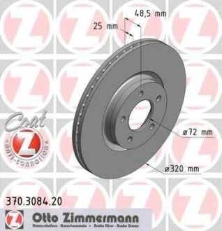 Диск гальмівний ZIMMERMANN 370.3084.20
