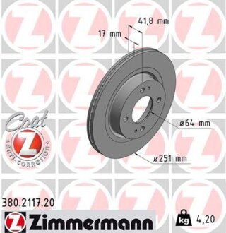 Гальмівний диск ZIMMERMANN 380.2117.20