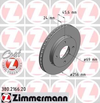 Гальмiвнi диски переднi ZIMMERMANN 380.2166.20