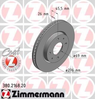 Гальмiвнi диски переднi ZIMMERMANN 380.2168.20