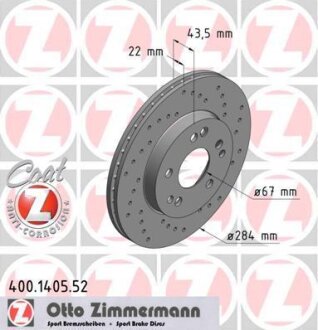 Диск тормозной MB E-CLASS(W124) 93- перед.вент. SPORT Z ZIMMERMANN 400.1405.52