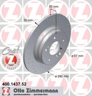 Диск тормозной MB W203 -08 задн.SPORT Coat Z ZIMMERMANN 400.1437.52