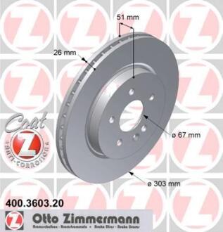 Гальмiвнi диски переднi ZIMMERMANN 400.3603.20