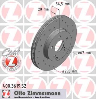 Диск тормозной MB E-CLASS(W211) 02- перед.вент. SPORT Z ZIMMERMANN 400.3619.52