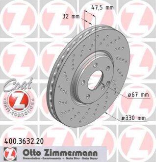Гальмiвнi диски переднi ZIMMERMANN 400.3632.20