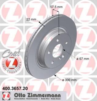Гальмiвнi диски заднi ZIMMERMANN 400.3657.20