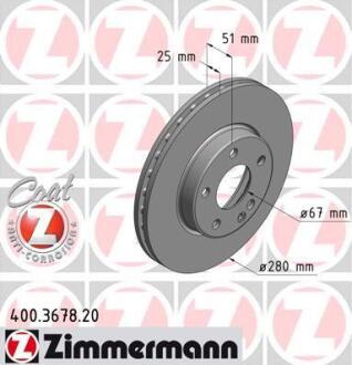 Гальмiвнi диски переднi ZIMMERMANN 400.3678.20
