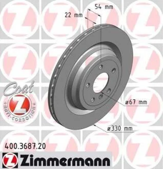Диск тормозной MB W166 11- задн.вент.Coat Z ZIMMERMANN 400.3687.20