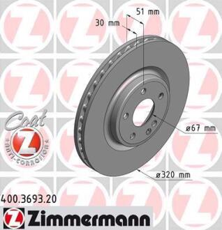 Гальмiвнi диски переднi ZIMMERMANN 400.3693.20