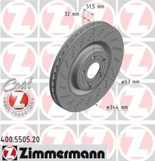 Диск тормозной MB CLS(C218) 12- перед.вент. Coat Z ZIMMERMANN 400.5505.20