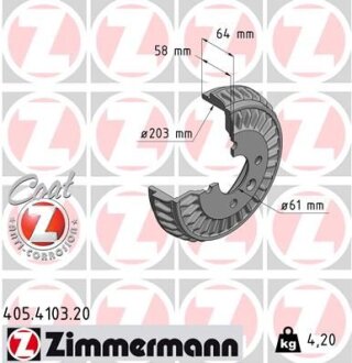 Гальмівний барабан ZIMMERMANN 405.4103.20
