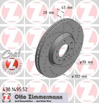 Диск гальмівний ZIMMERMANN 430.1495.52