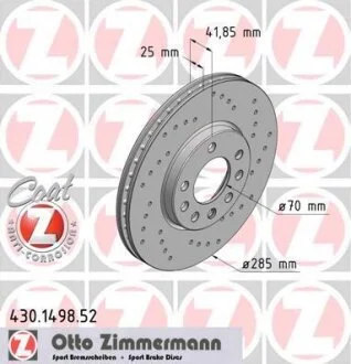 Диск гальмівний ZIMMERMANN 430.1498.52