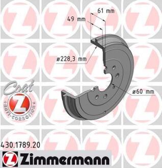 Гальмiвнi барабани заднi ZIMMERMANN 430.1789.20