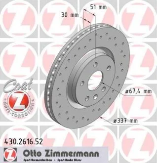 Гальмівний диск ZIMMERMANN 430.2616.52
