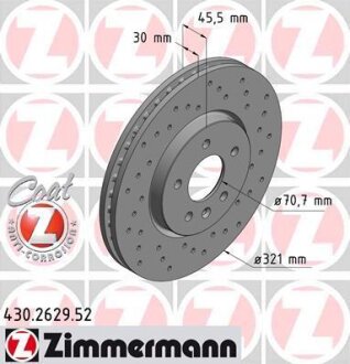 Диск тормозной OPEL ASTRA J 09- перед.вент.Sport Coat Z ZIMMERMANN 430.2629.52