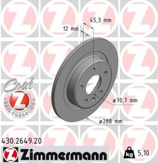 Гальмівний диск ZIMMERMANN 430.2649.20