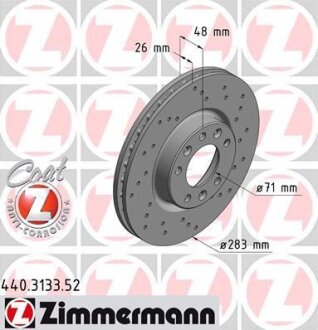 Гальмівний диск ZIMMERMANN 440313352