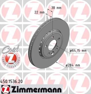 Гальмівний диск ZIMMERMANN 450.1536.20