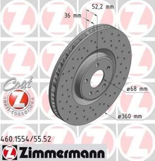Диск гальмівний SPORT Z лівий ZIMMERMANN 460.1554.52