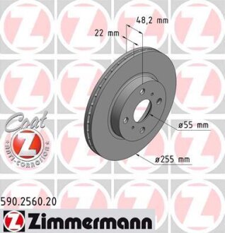 Гальмiвнi диски переднi ZIMMERMANN 590256020