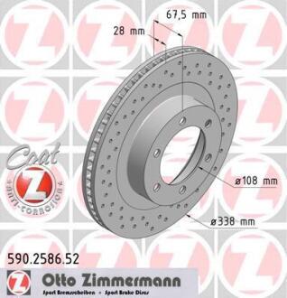 Диск тормозной TOYOTA LAND CRUISER PRADO 120/150 03- вент.перед.SPORT Coat Z ZIMMERMANN 590.2586.52