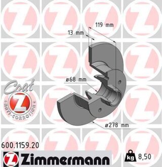 Диск гальмівний ZIMMERMANN 600.1159.20