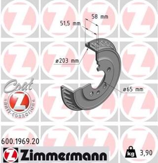 Гальмiвнi барабани заднi ZIMMERMANN 600.1969.20
