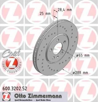 Диск гальмівний ZIMMERMANN 600.3202.52