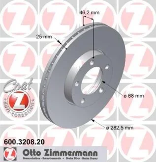 Диск тормозной ZIMMERMANN 600.3208.20