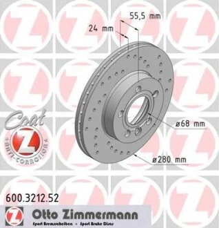Диск гальмівний ZIMMERMANN 600.3212.52