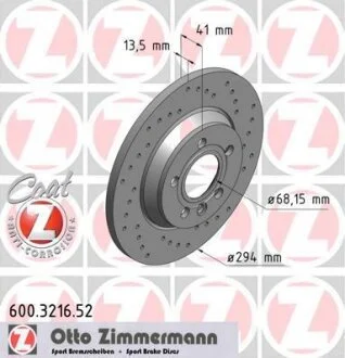 Диск тормозной ZIMMERMANN 600.3216.52