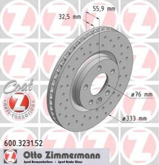 Диск гальмівний ZIMMERMANN 600.3231.52