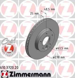 Диск гальмівний ZIMMERMANN 610.3720.20