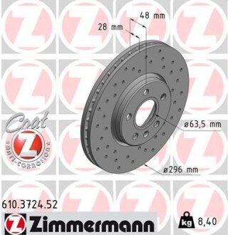 Гальмівний диск ZIMMERMANN 610.3724.52