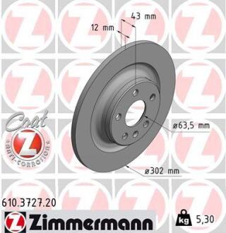 Гальмiвнi диски заднi ZIMMERMANN 610.3727.20